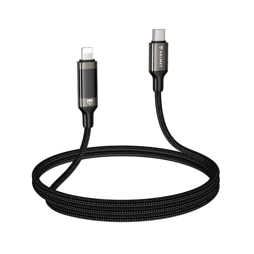 Helmet Cable Type-C to Lightning 30W 1.2m LED Display Series, Black - Image 2