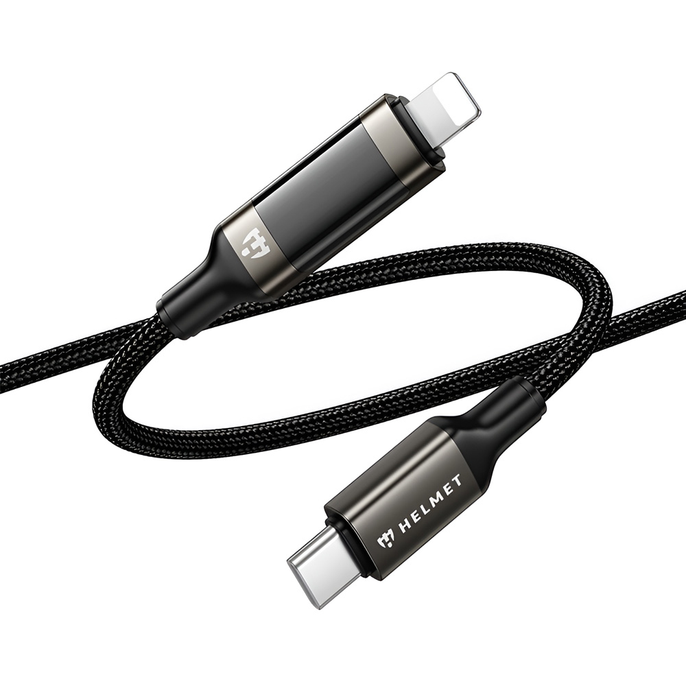 Helmet Cable Type-C to Lightning 30W 1.2m LED Display Series, Black - Image 3