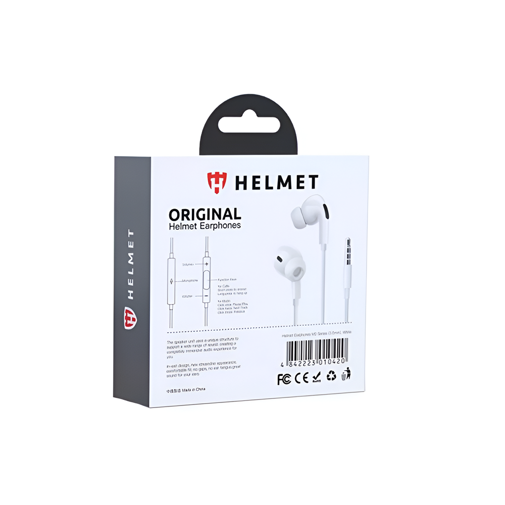 Helmet Earphones 3.5mm with Mic M2 Series, White - Image 2