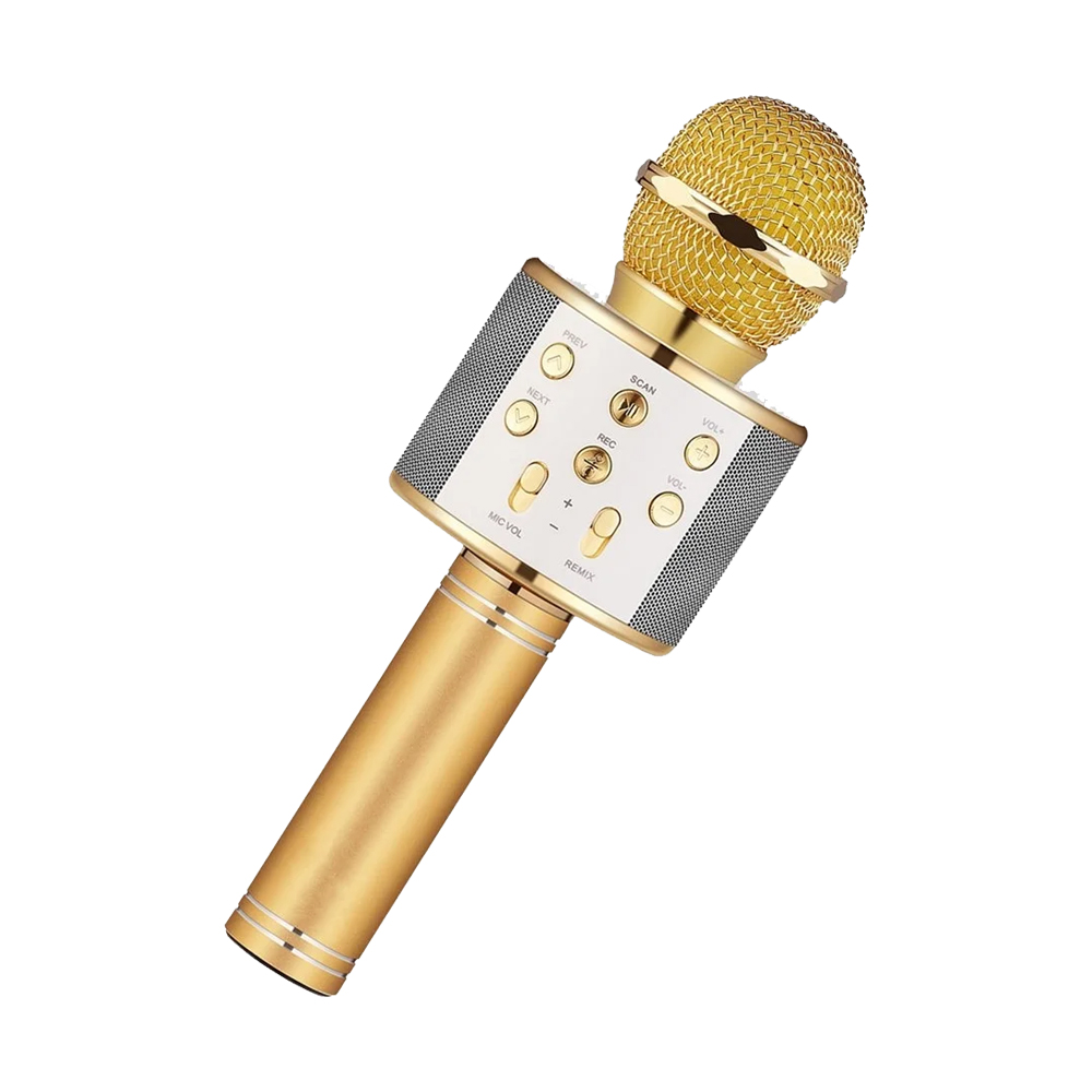 Helmet HANDHELD KTV Portable Karaoke-Speaker Microphone, Gold - Image 2