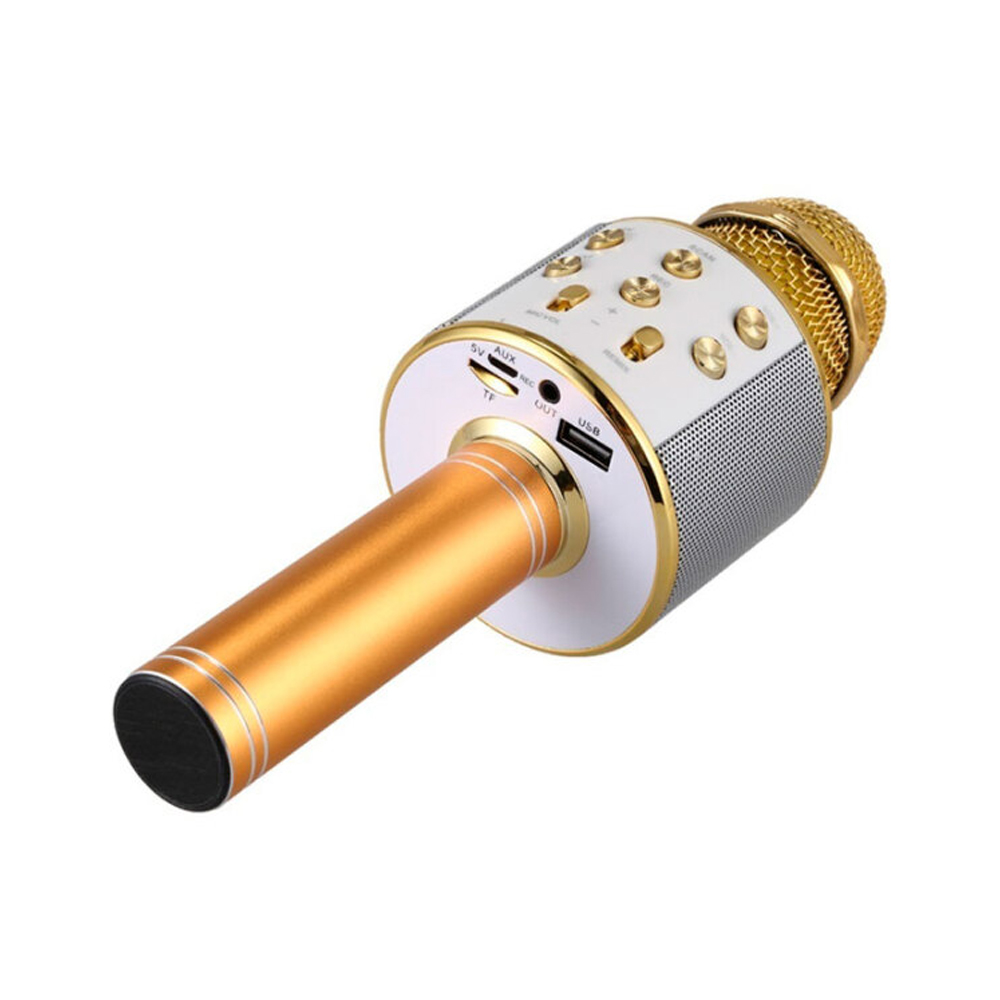 Helmet HANDHELD KTV Portable Karaoke-Speaker Microphone, Gold - Image 3