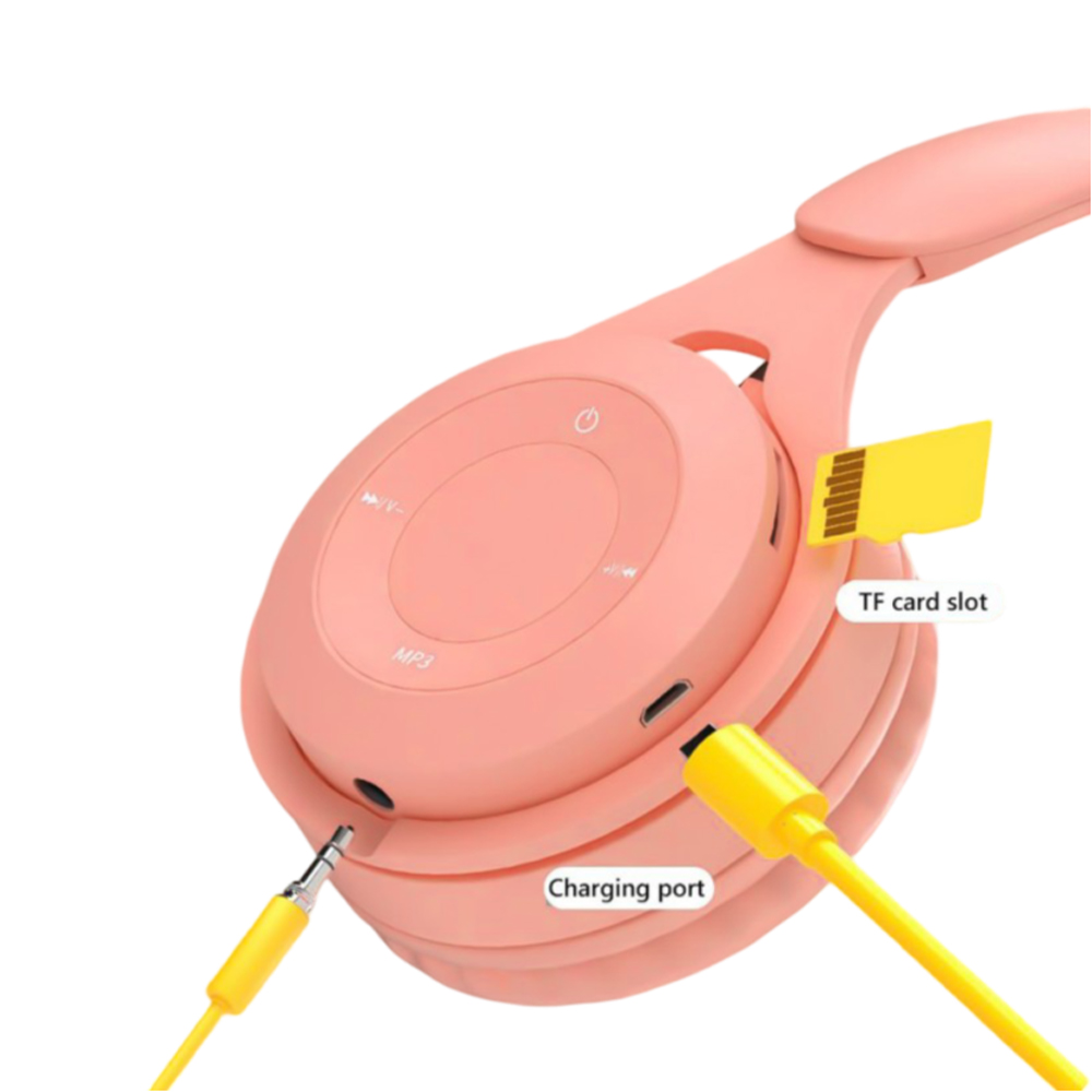 Helmet On-Ear Headphones with MIC Bluetooth Macaron HiFi, Pink (Damaged Box) - Image 2