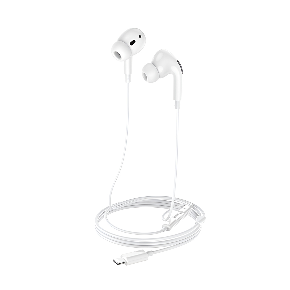 Hoco Earphones Lightning with Mic M1 Pro, White - Image 2