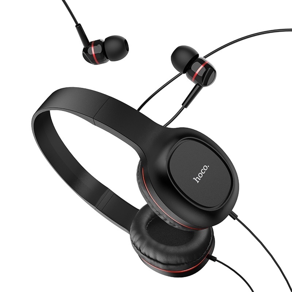 Hoco Set (On-Ear Headphones + Earphones) 3.5mm W24, Red