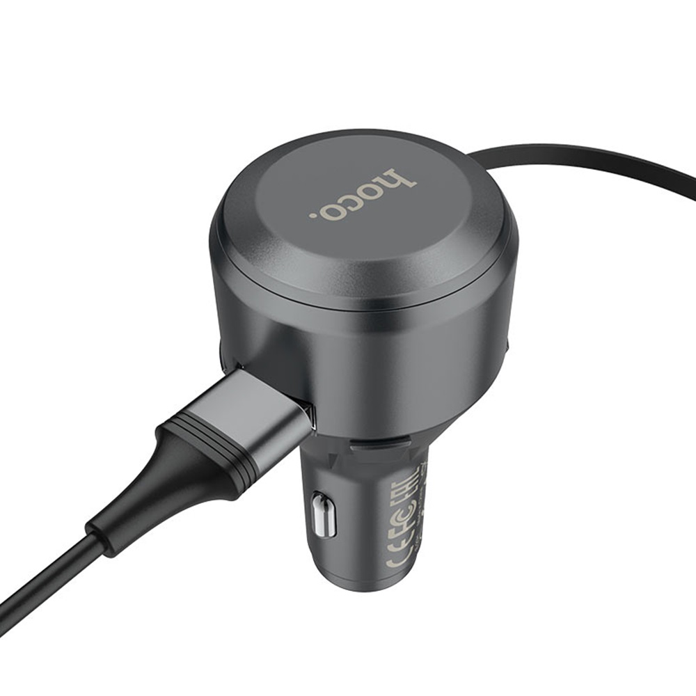 Hoco Car Charger Single-Port USB-A 4.8A with 3-in-1 Cable S27 Tributo, Black - Image 2