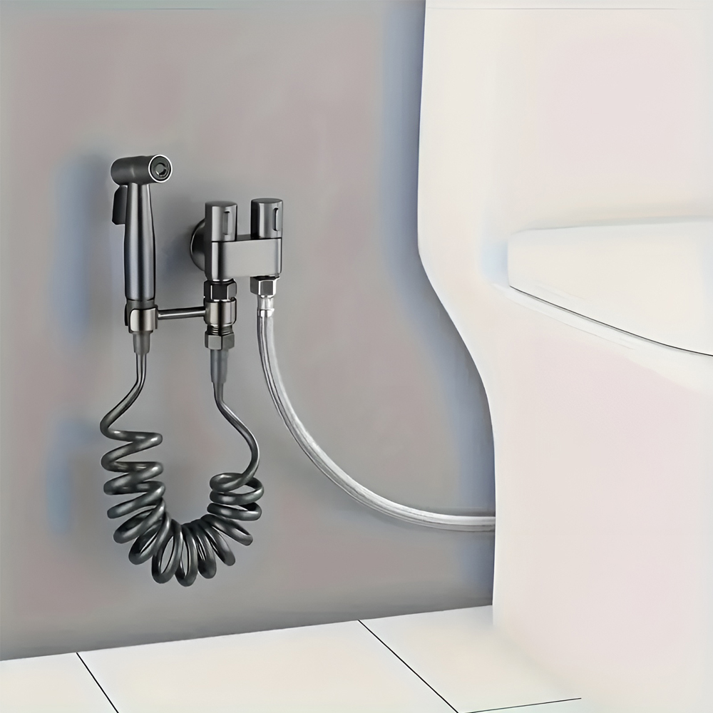 Hygienic Shower (watering can, hose, tee, bracket) 2 Meters, Black - Image 2