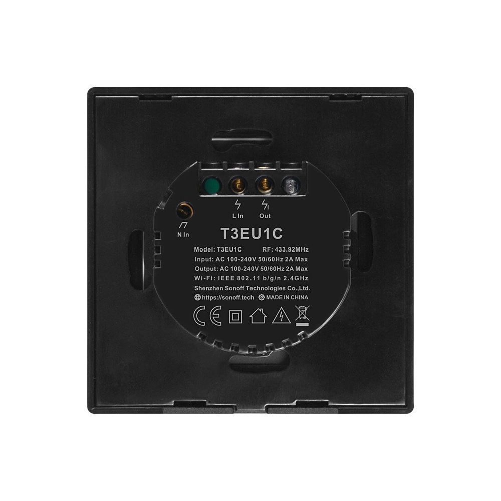 Sonoff Wi-Fi Smart Touch Wall Switch TX Series 1-Gang (Neutral Wire), Black - Image 3