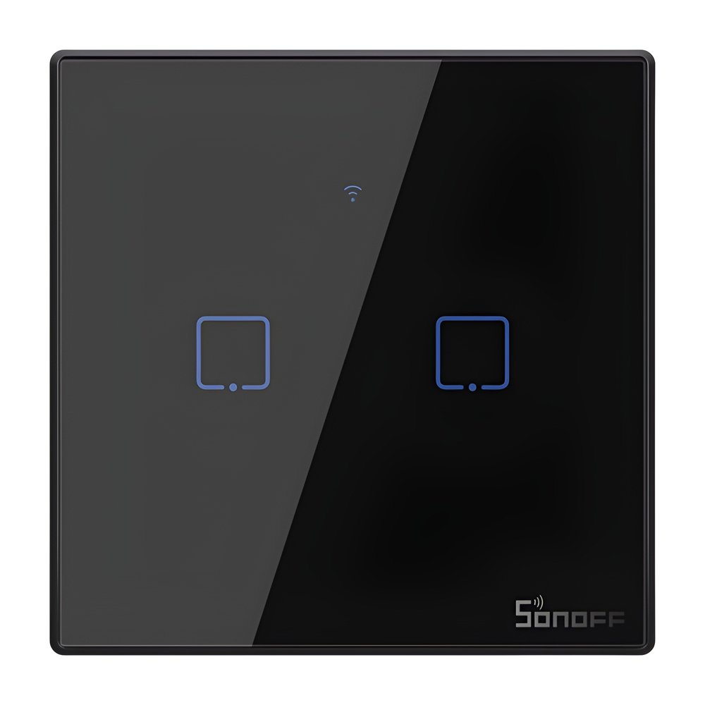 Sonoff Wi-Fi Smart Touch Wall Switch TX Series 2-Gang (Neutral Wire), Black - Image 2