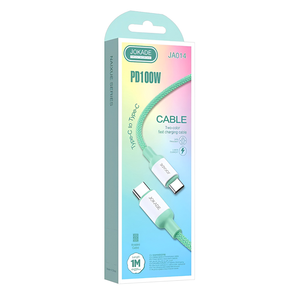 Jokade Cable Type-C to Type-C 5A 100W 1M JA014, Green - Image 2