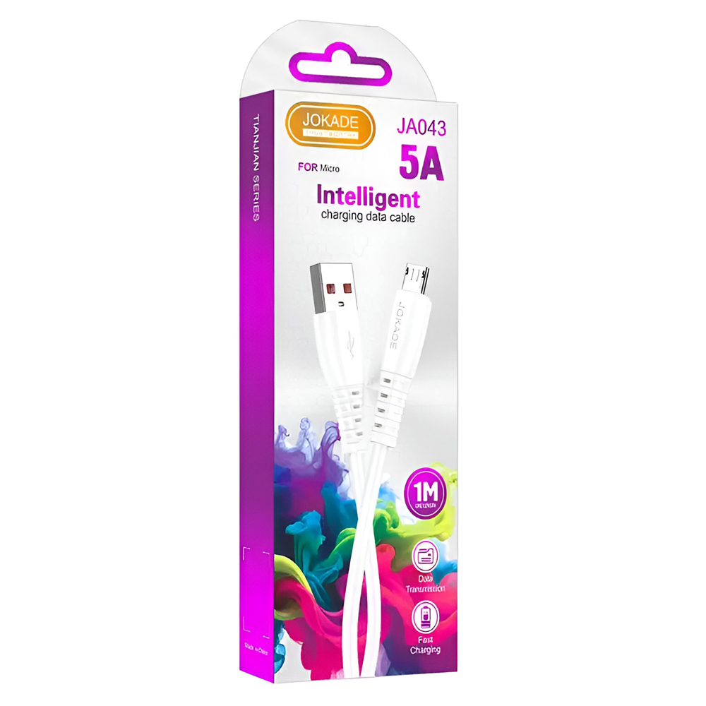Jokade Cable USB-A to Micro-USB 5A 1M JA043, White - Image 2