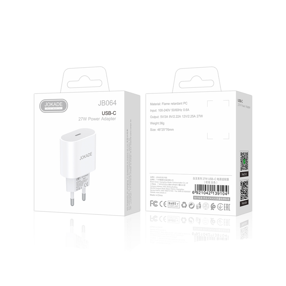 Jokade Wall Charger 1*Type-C 30W Max JB064, White - Image 3
