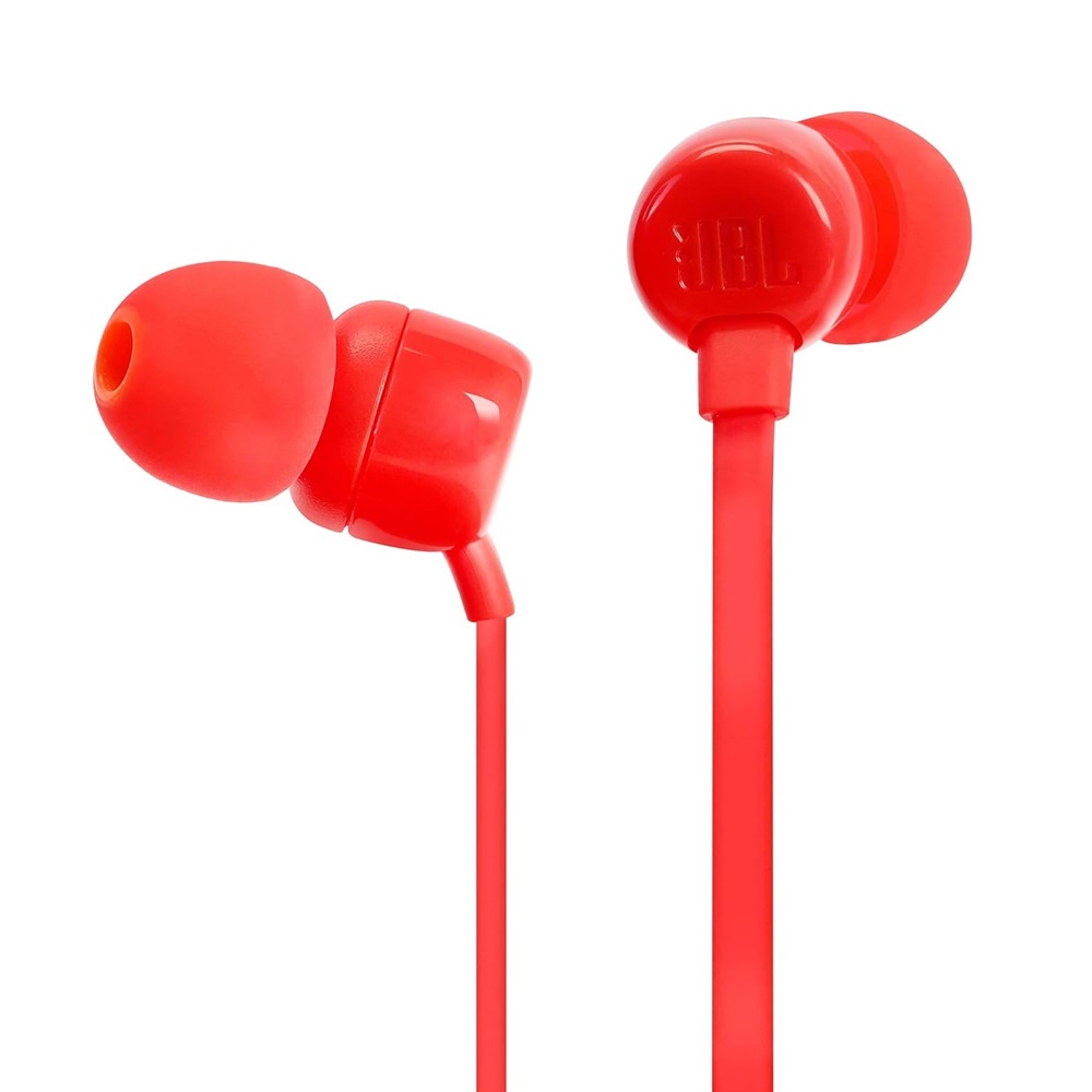 JBL Earphones 3.5mm with Mic Tune 110, Red - Image 2
