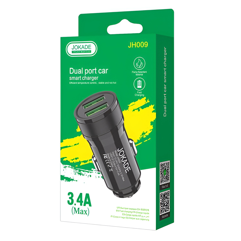 Jokade Car Charger 2*USB-A 3.4A JH009, Black - Image 3