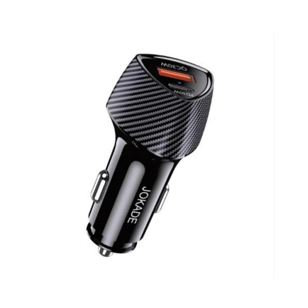 Jokade Car Charger Baimu Series 1*USB-A+1*Type-C 60W, Black