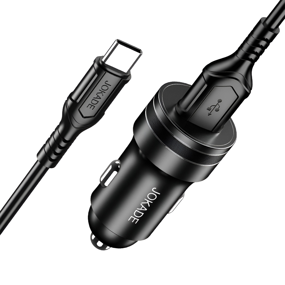 Jokade Car Charger 1*USB-A with Cable USB-A to Type-C 18W JH040, Black - Image 2