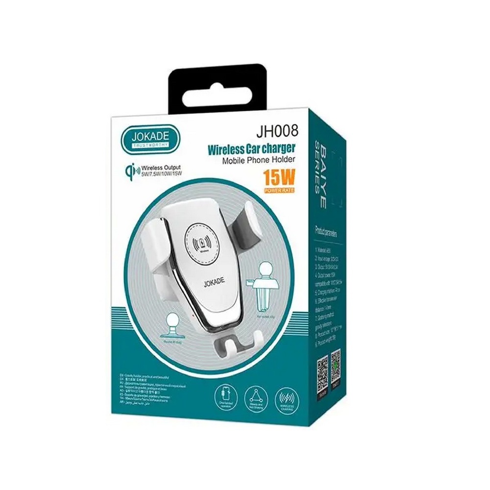 Jokade Car Wireless Charging Gravity 15W Baiye JH008, White - Image 2