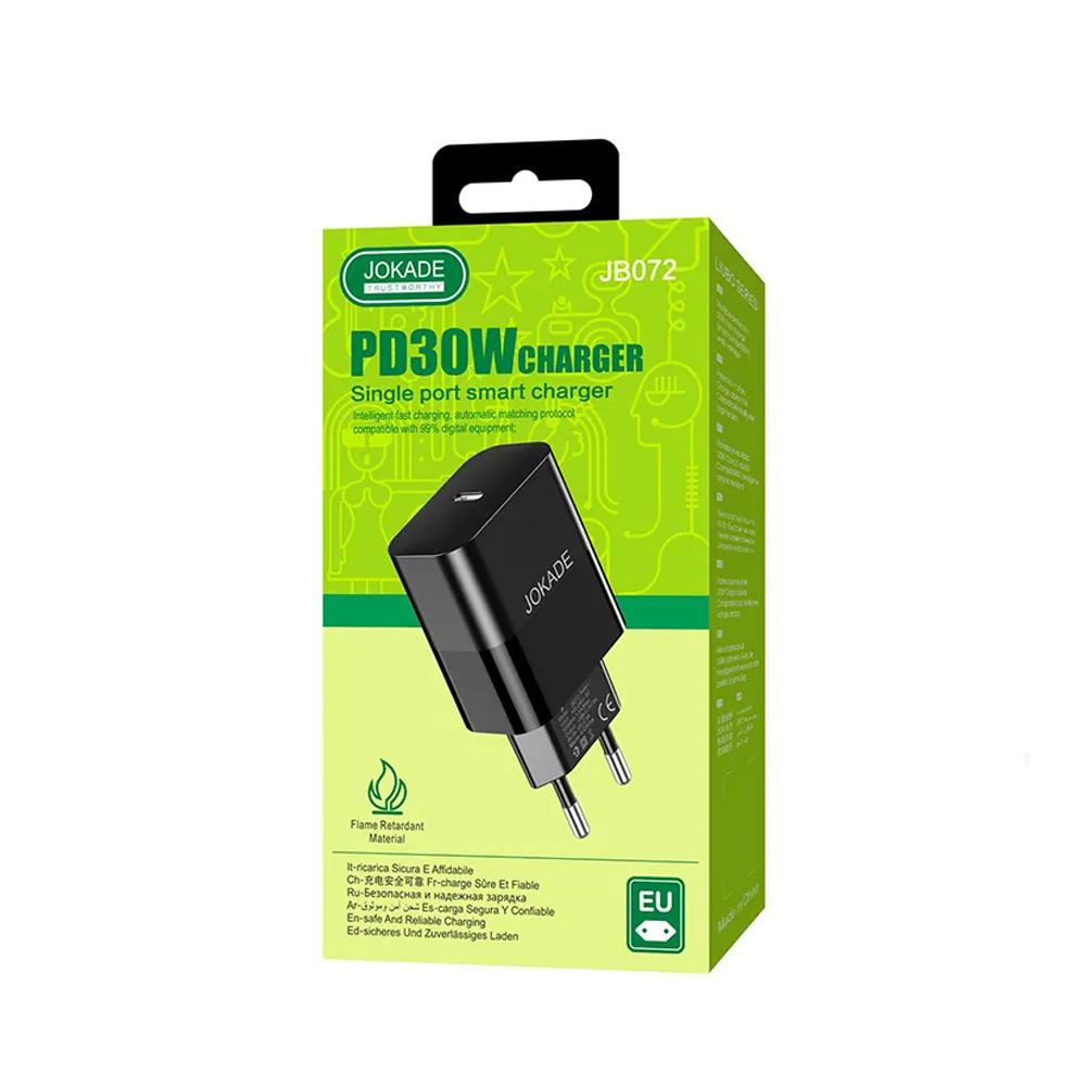 Jokade Wall Charger Single Port 1*Type-C 30W 5A JB072, Black - Image 2