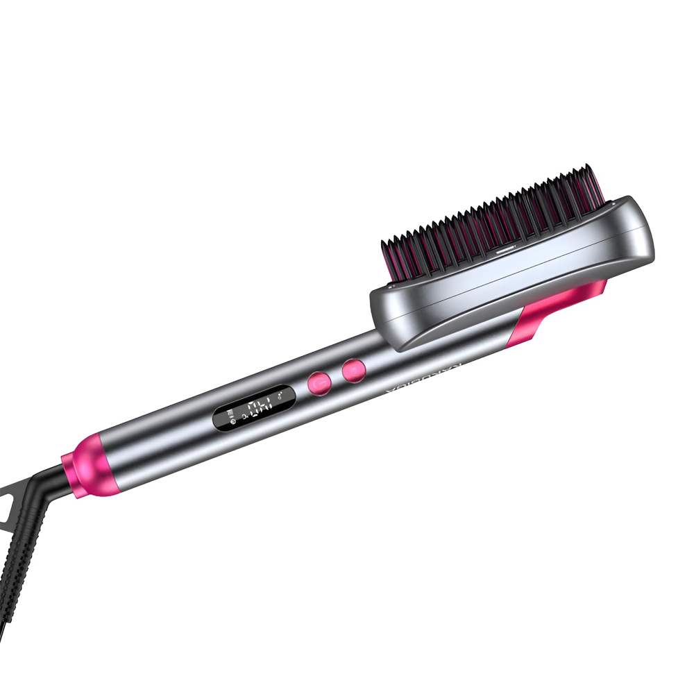 Hair Straightener Brush Multifunctional Comb with Digital LED Display KSC-1555, Grey - Image 2