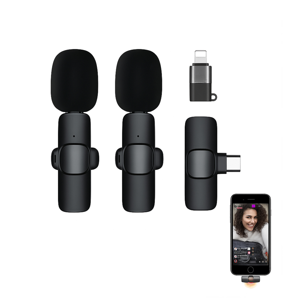 K9 Mini 14 2.4GHz Wireless Microphone Type-C Connector with Adapter , Black - Image 3