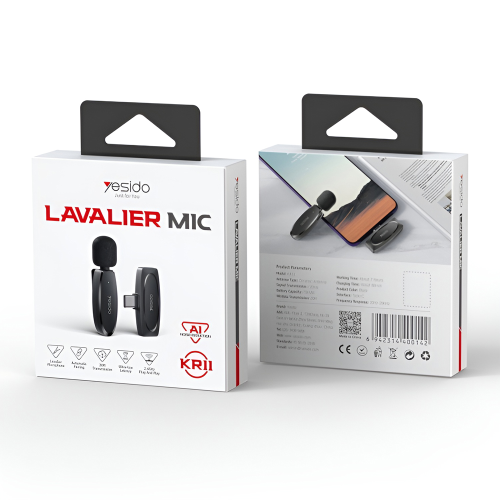 Yesido Digital Single Wireless Microphone (Type-C) KR11, Black - Image 3
