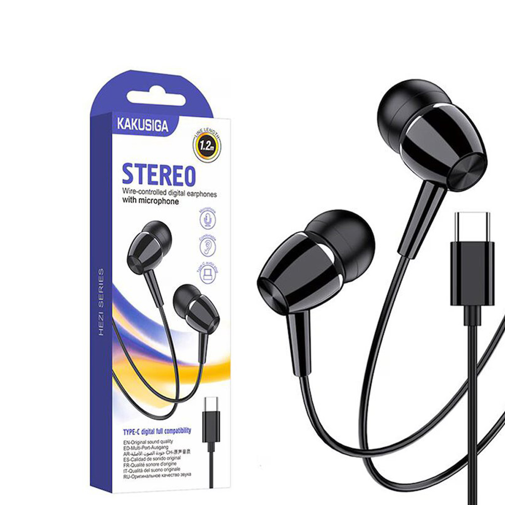 Ksiga Earphones Type-C with Mic Jiaxuan KSC-1296, Black - Image 3