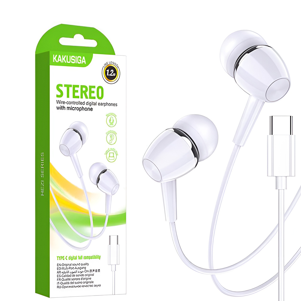 Ksiga Earphones Type-C with Mic Jiaxuan KSC-1296, White - Image 2