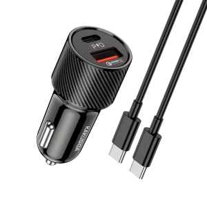 Ksiga Car Charger with Cable Type-C toType-C 38W KSC-678 Ruilian, Black