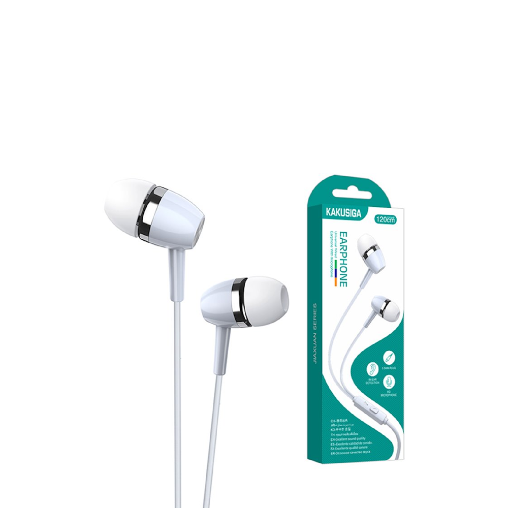 Ksiga Earphones 3.5mm with Mic Jiaxuan KSC-659, White - Image 2
