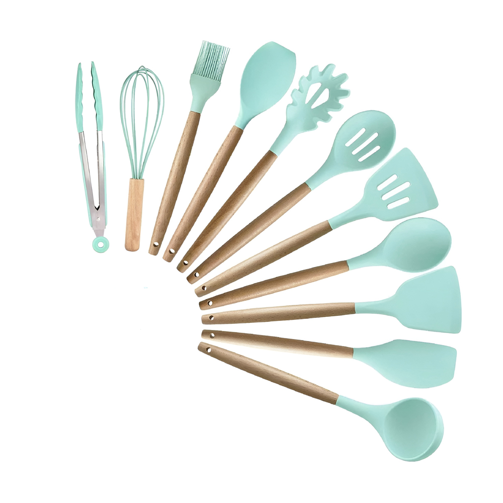 Kitchen Utensils 12 Pcs Set (Small Size), Light Blue - Image 2