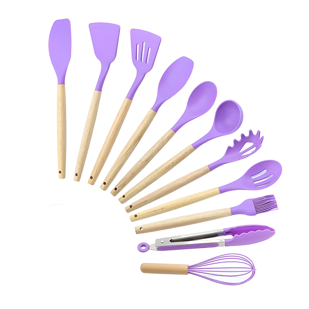 Kitchen Utensils 12 Pcs Set (Small Size), Lilac - Image 2
