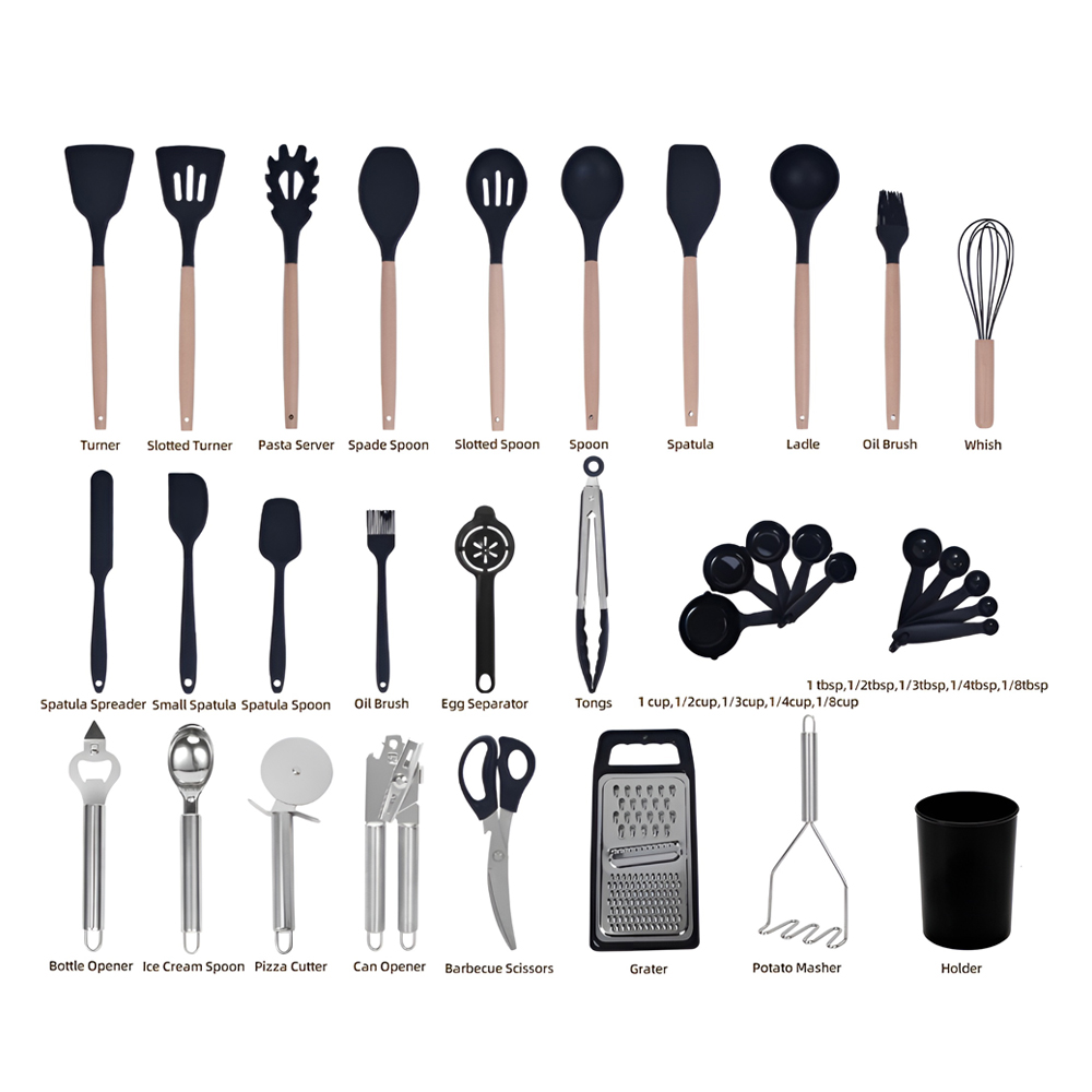Kitchen Utensils 44 Pcs Set, Black - Image 2