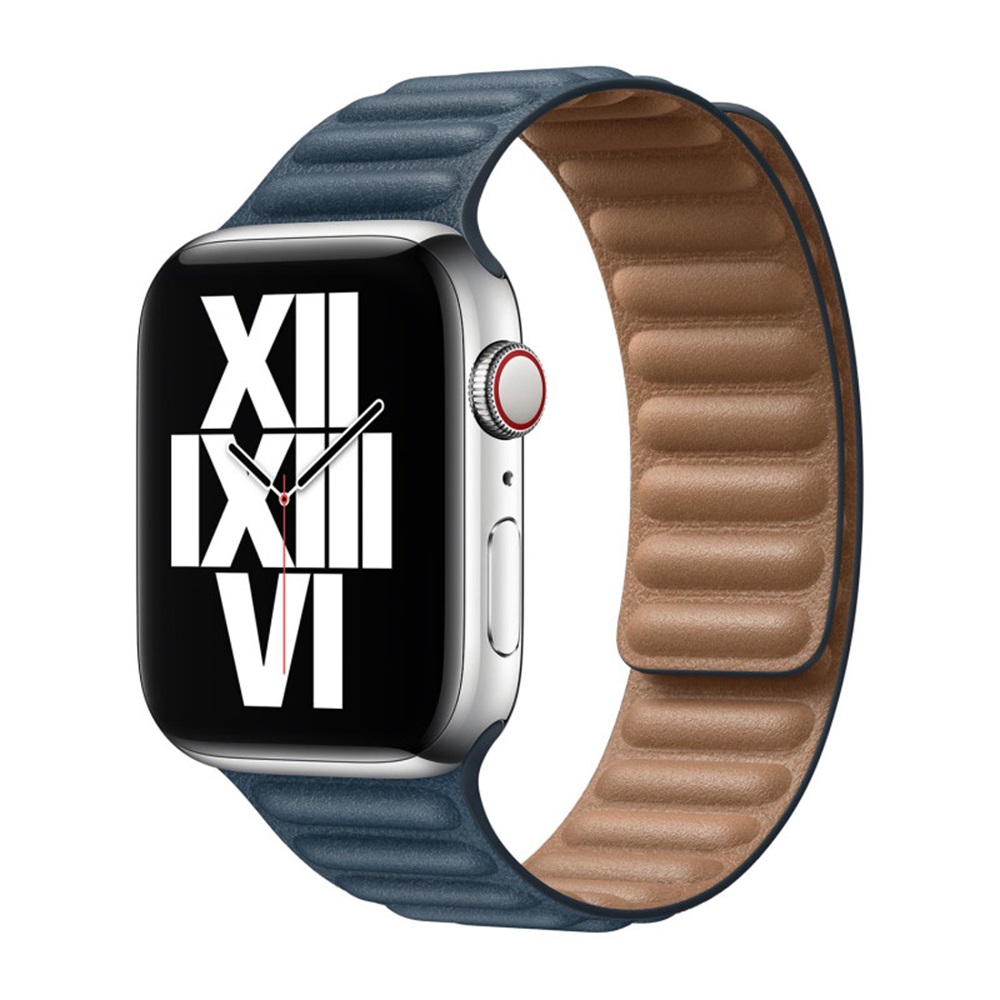 Leather Apple Watch Strap 42/44/45mm M/L Blue - Image 2