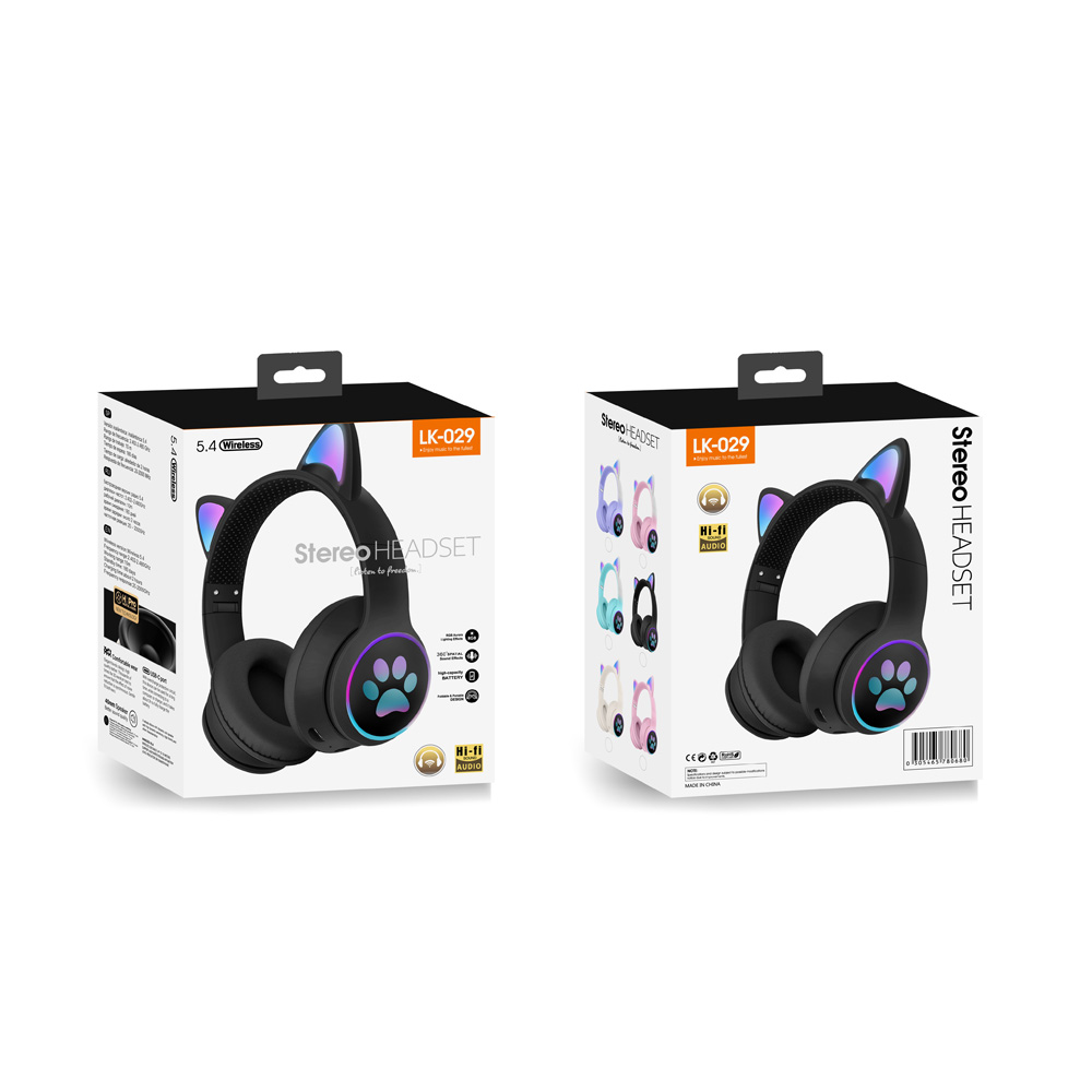Musen Wireless Kids Headphones on ear LK-029 (Cat Ears), Purple - Image 2