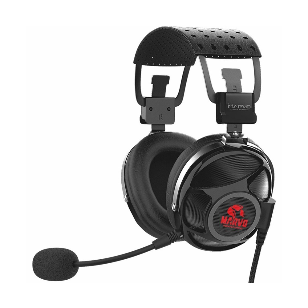Marvo Headset Wired Gaming HG9053, USB 7.1, Red Backlight - Image 2