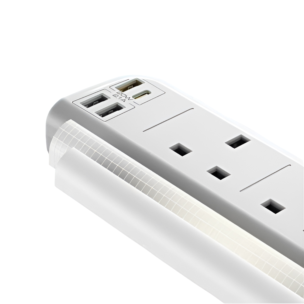Yesido Power Socket 2M, 4 Ports, USB-C Max 15W,USB-A Max 12W, USB-C +USB-A = Max 15W MC20, White - Image 2