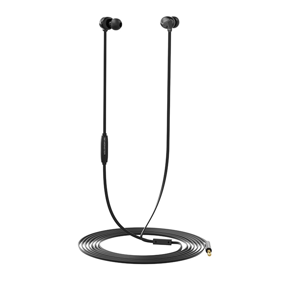 Monster Earphones 3.5mm with Mic Rave V1, Black - Image 2