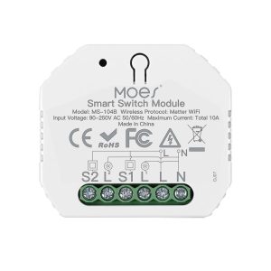 Moes Matter over Wi-Fi Mini Smart Switch Module 2 Gang 10A (Neutral Wire)