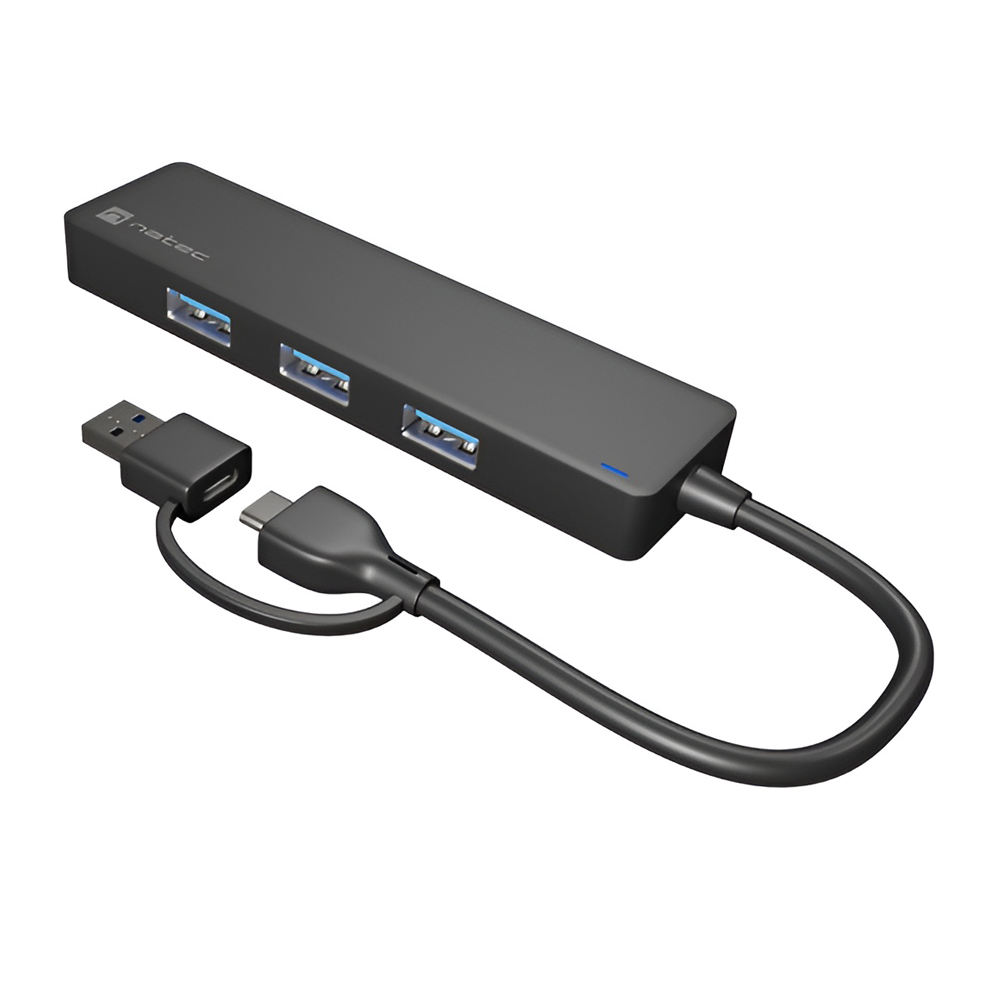 Natec Mayfly 4-Port Black +Usb-A Adapter - Image 2