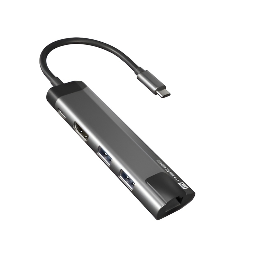 Natec Fowler Go Usb-C Multiport Adapter 5 In 1 2x Usb 3.0 Hub, Hdmi 4k, Usb-CPd, Rj45