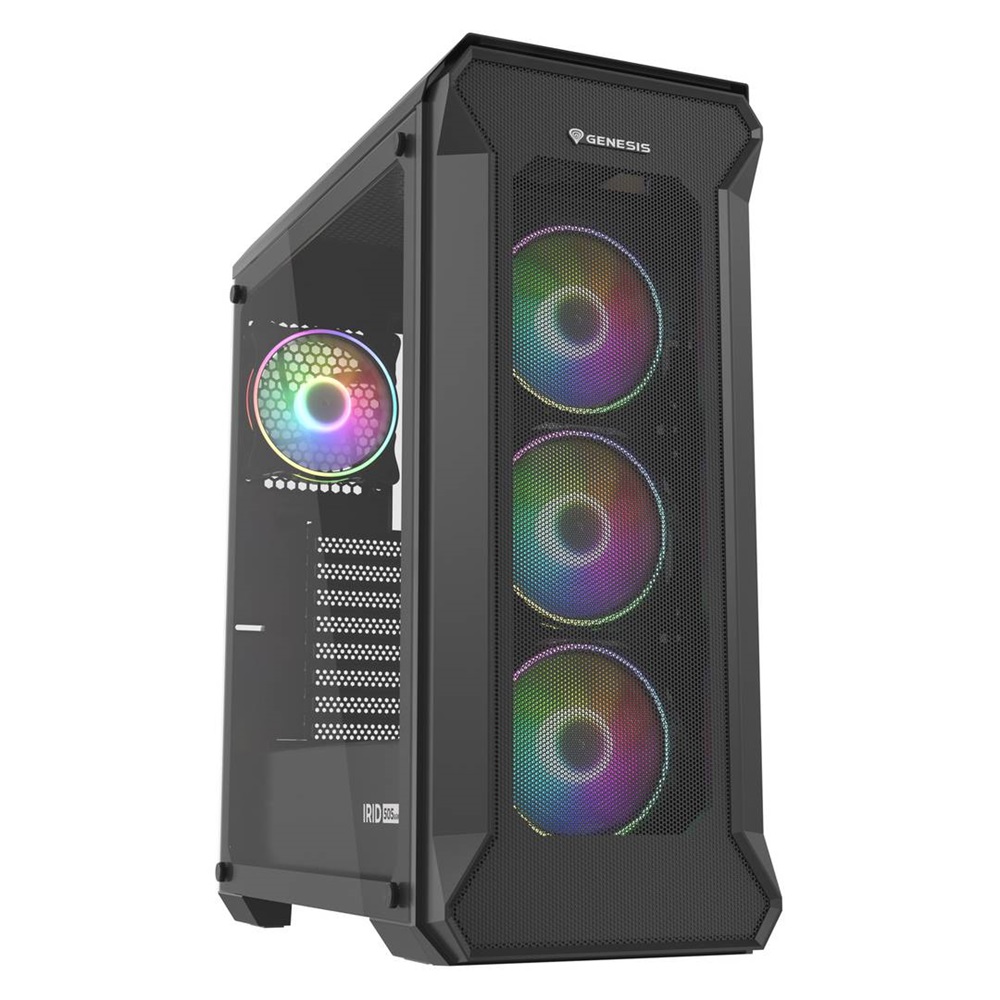 Genesis Case Irid 505, ARGB, Midi, USB 3.0 Panel, 4 Fans Included, Tempered Glass