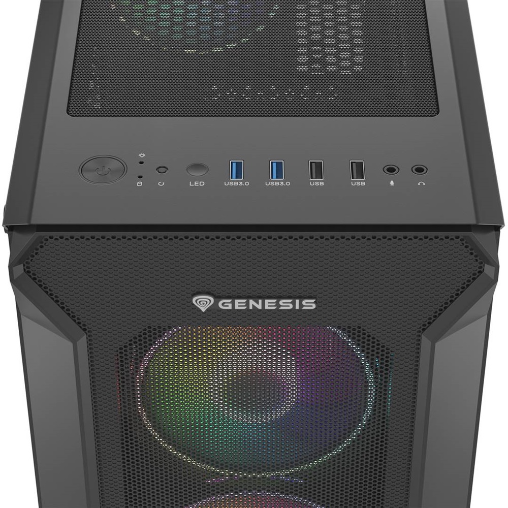 Genesis Case Irid 505, ARGB, Midi, USB 3.0 Panel, 4 Fans Included, Tempered Glass - Image 3