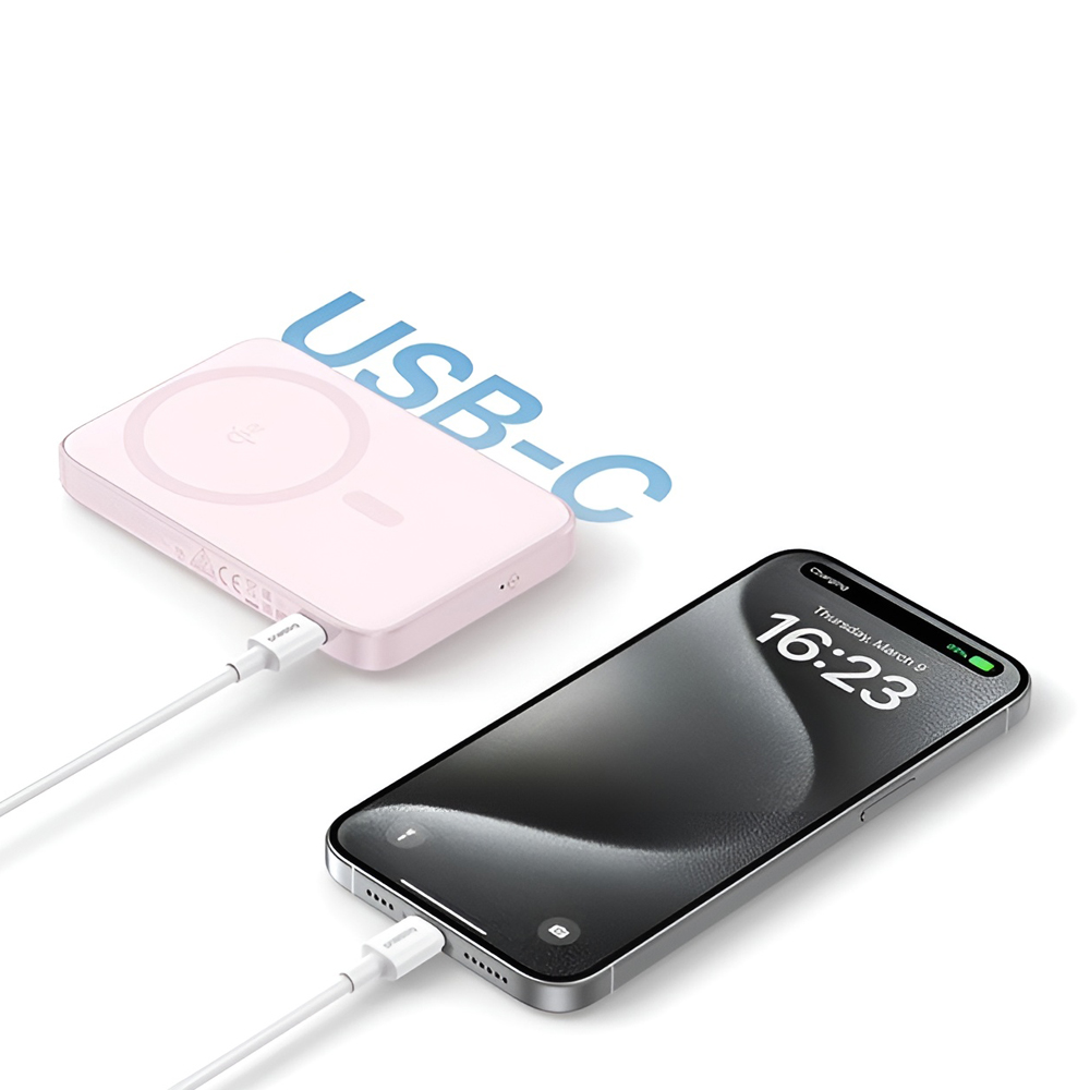 Baseus Power Bank Magsafe PicoGo Qi2 with Kickstand 5000mAh, 20w with cable Type-C 0.3m, Pink - Image 2