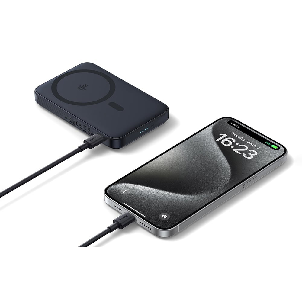 Baseus Power Bank Magsafe PicoGo Qi2 with Kickstand 5000mAh, 20w with cable Type-C 0.3m, Black - Image 2
