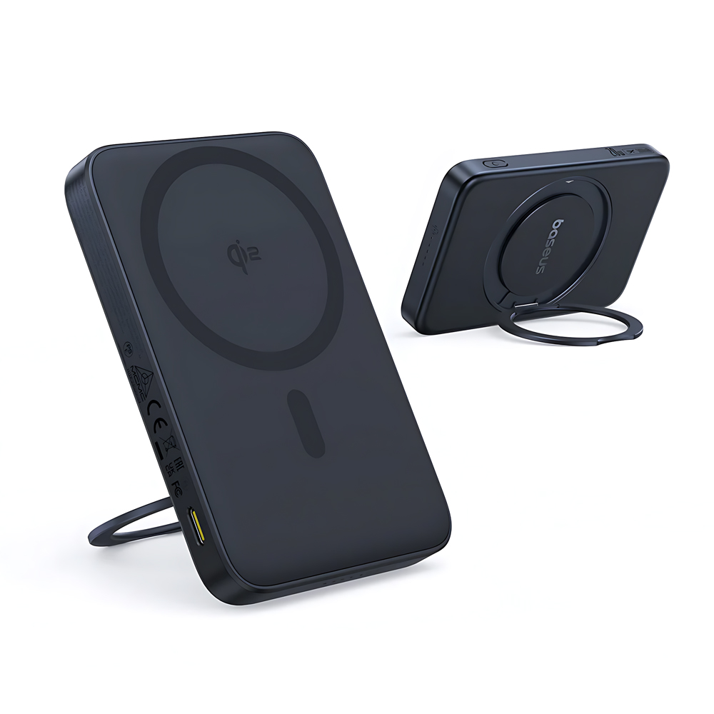 Baseus Power Bank Magsafe PicoGo Qi2 with Kickstand 5000mAh, 20w with cable Type-C 0.3m, Black - Image 3