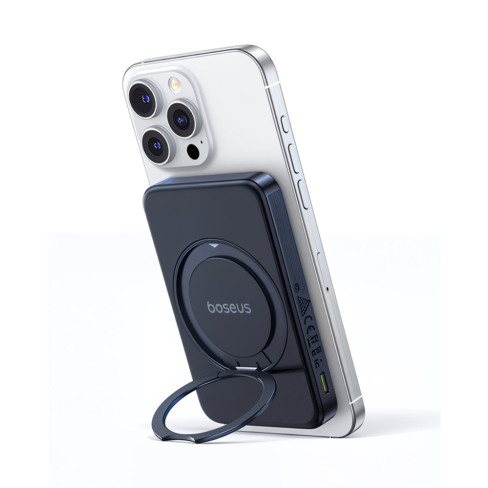 Baseus Power Bank Magsafe PicoGo Qi2 with Kickstand 5000mAh, 20w with cable Type-C 0.3m, Black - Image 4
