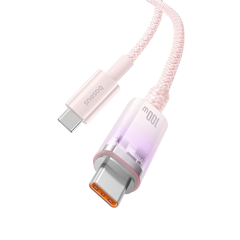 Baseus Cable Explorer Smart Temperature Type-C to Type-C 5A 100W 2m, Baby Pink - Image 2