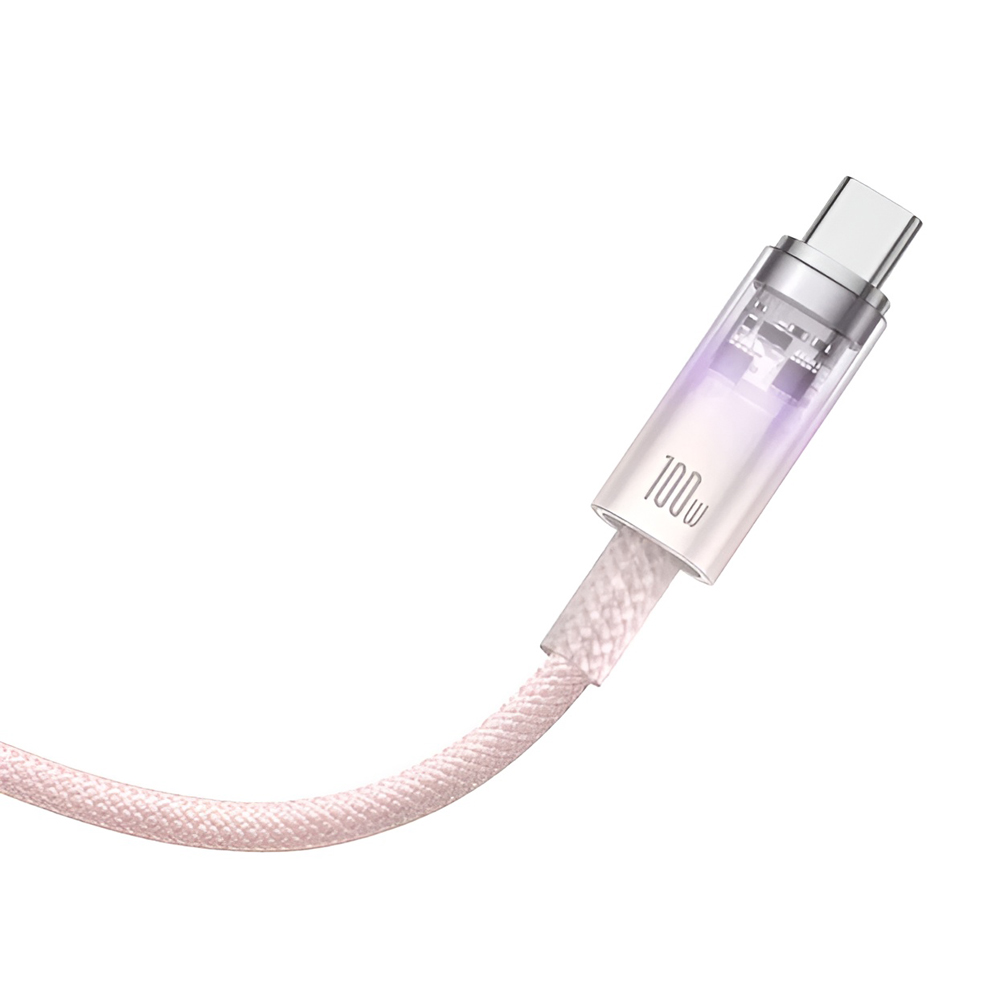 Baseus Cable Explorer Smart Temperature Type-C to Type-C 5A 100W 2m, Baby Pink - Image 3