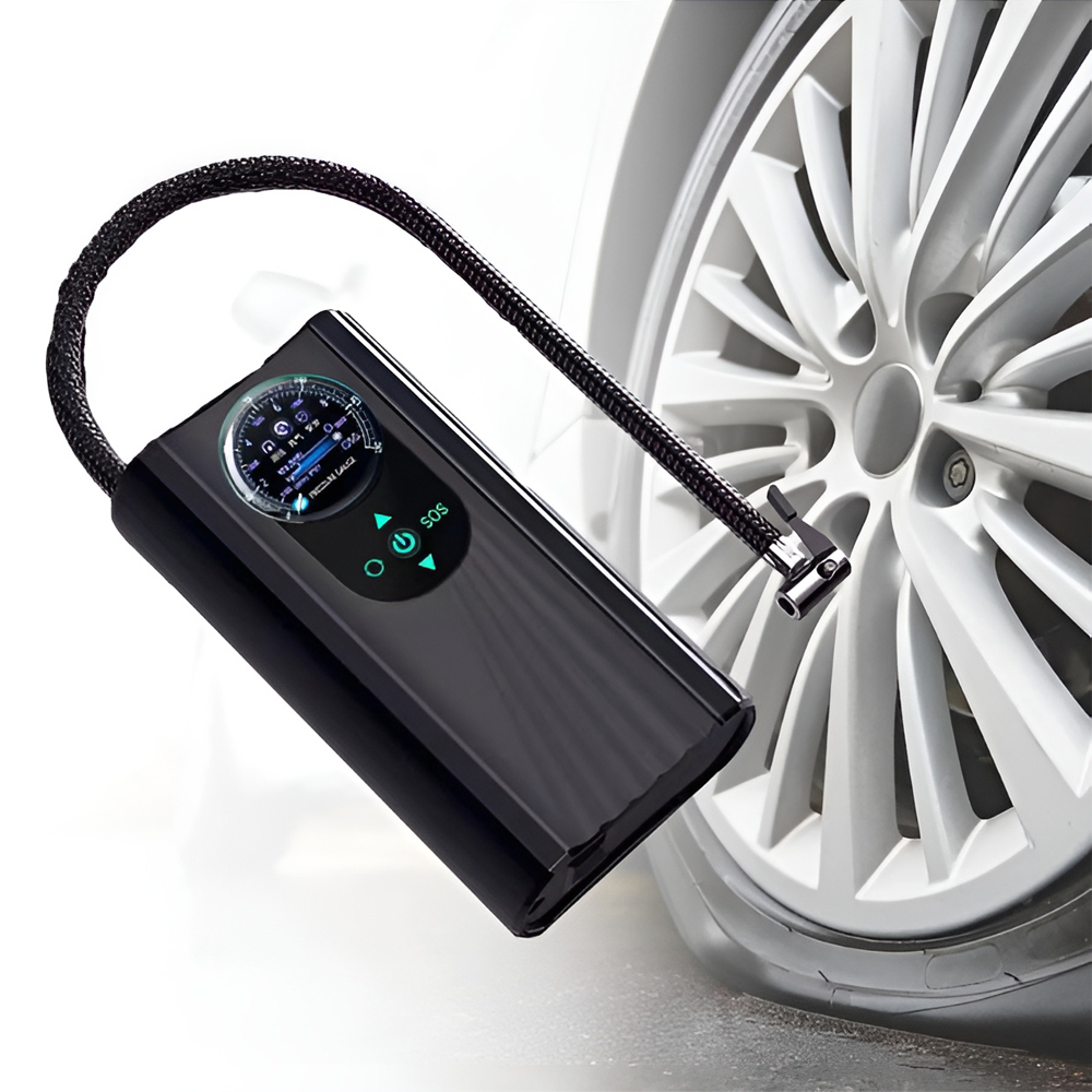 Portable Car Tire Inflator - Electric Air Pump 12V, Black - Image 2