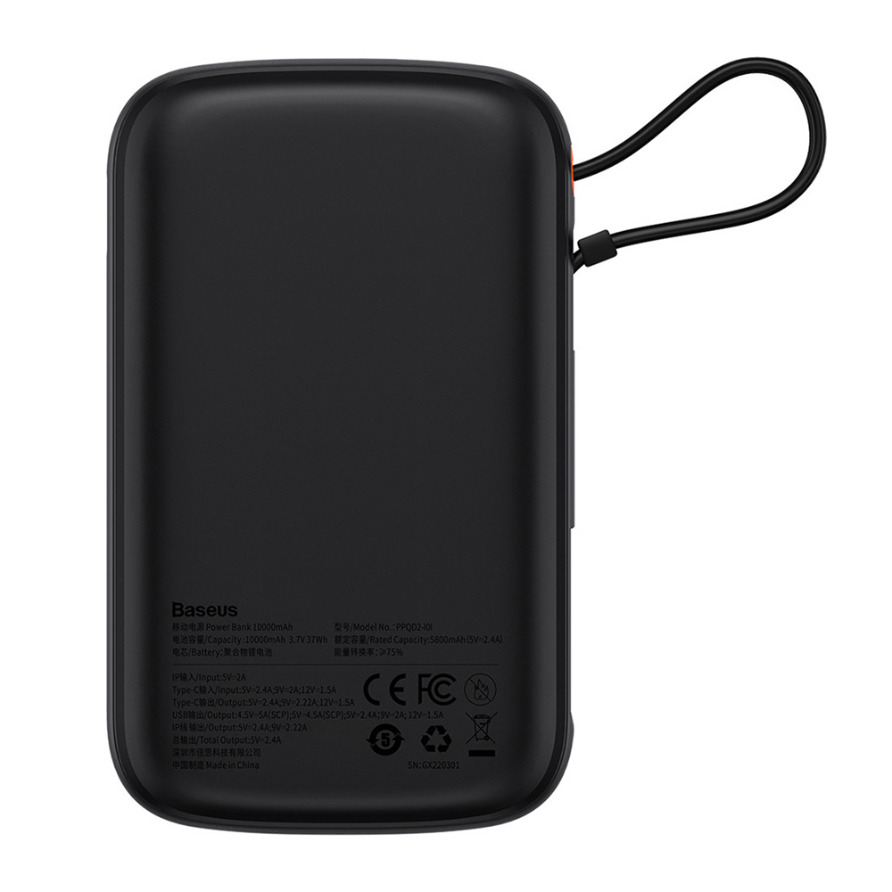 Baseus Power Bank Qpow Pro 10000mAh, 20W PD with cable Type-C 0.3m, Black - Image 2
