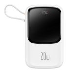 Baseus Power Bank Qpow Pro 10000mAh, 20W PD with cable Type-C 0.3m, White
